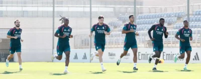 Jugadores del Real Madrid en la sesión de entrenamiento